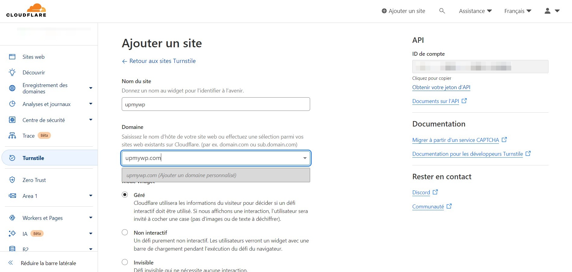 Cloudflare dashboard