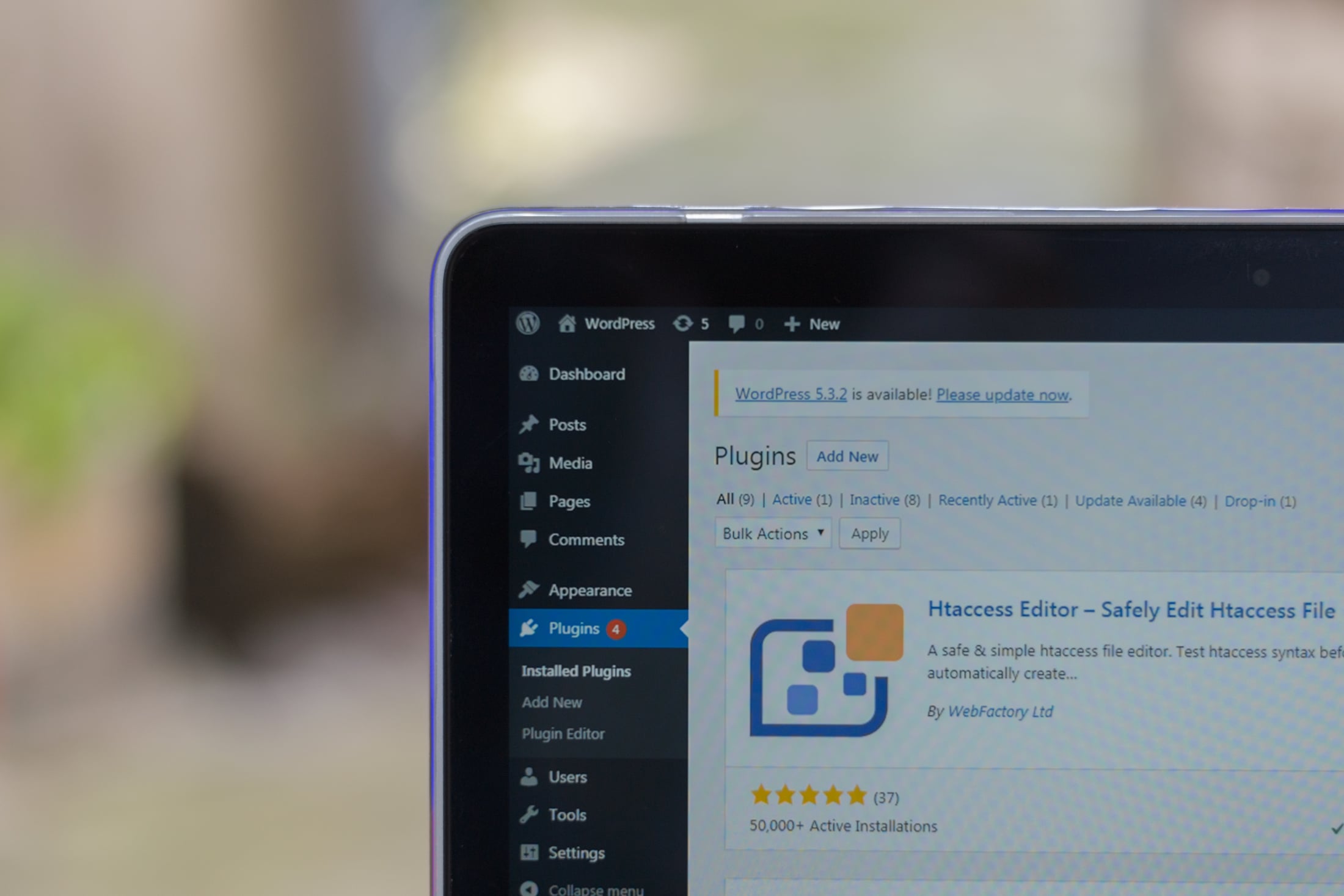 wordpress backoffice